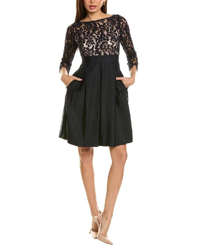 Discount Deals Eliza J Midi Lace & Faille Dress