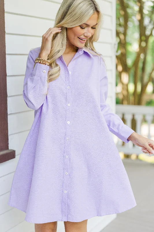 Flash Sale Hanging On Every Word Lavender Purple Shirt Dress