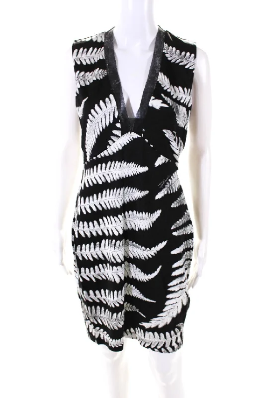 Daily Specials Just Cavalli Womens V Neck Sleeveless Body Con Dress Black White