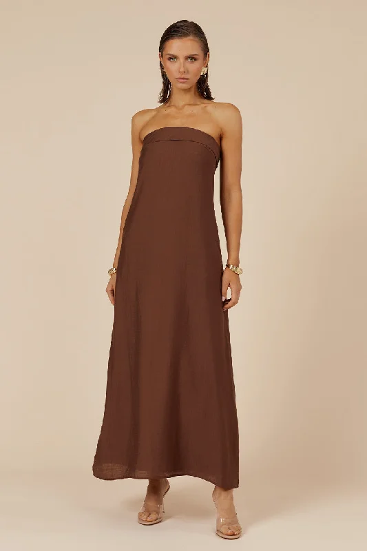 Limited Availability SAPHIRA MAXI DRESS - CHOCOLATE