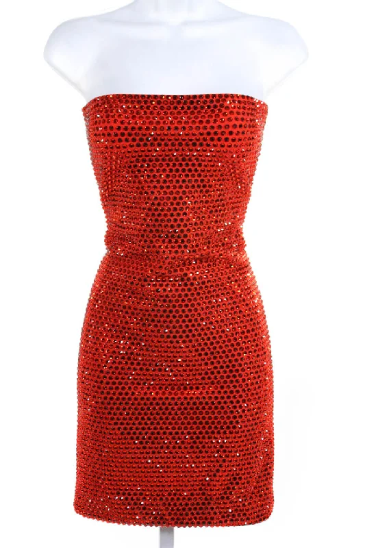 Daily Deals Michael Kors Orange Crystal Embellished Jersey Dress