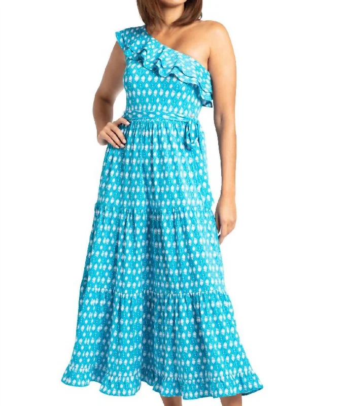 Clearance Items One Shoulder Maxi Dress In Palm Valley