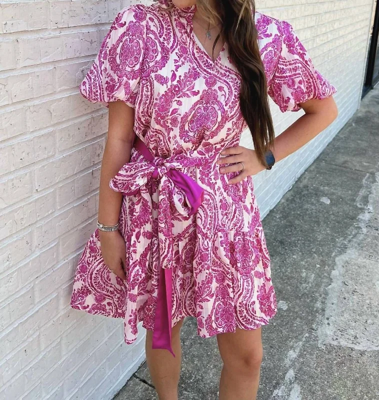 Seasonal Sale Paisley Print Dress In Magenta Paisley
