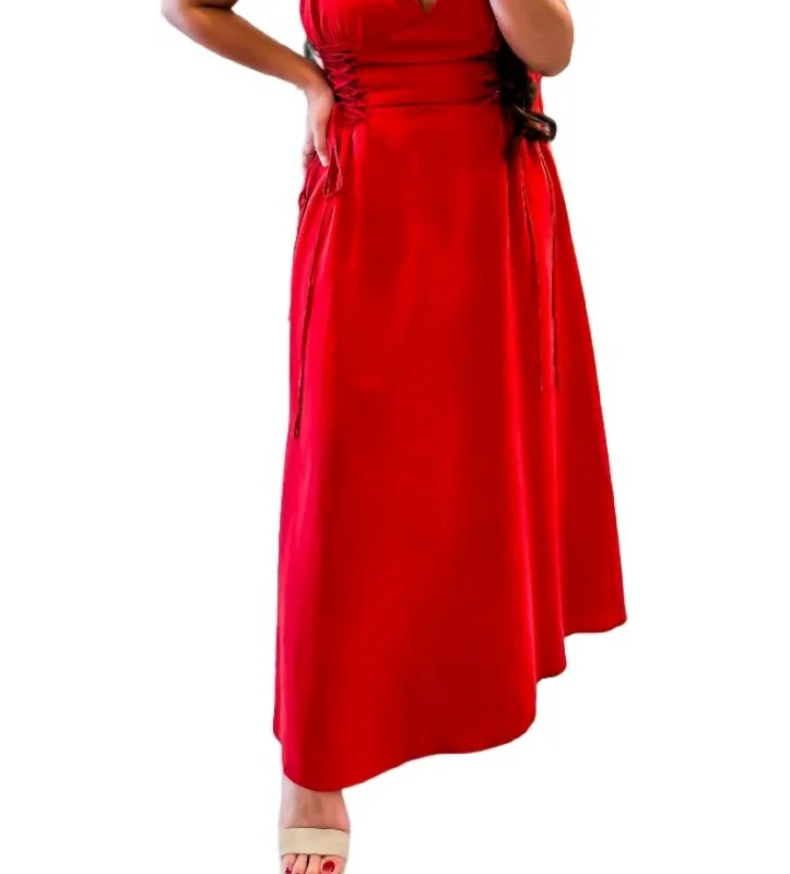 Best Seller Que Mamacita Side Lace Midi Dress In Red