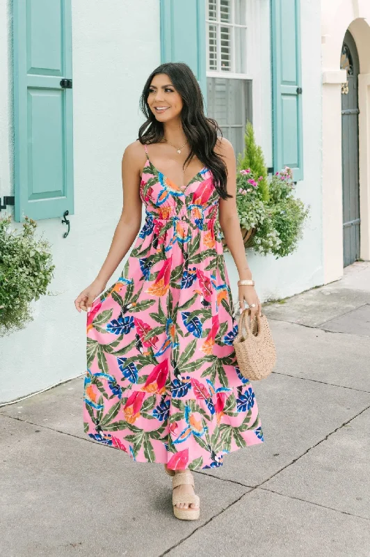 Loyalty Reward Pink Floral Print Midi Dress - FINAL SALE