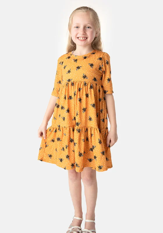 Don't Wait Children's Bee Print Dress (Nectar)