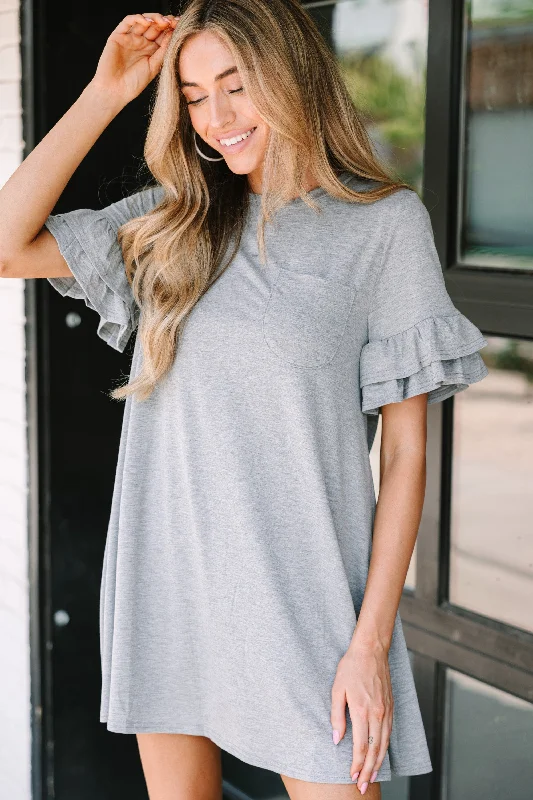 Value Deals Run With It Heather Grey T-shirt Dress