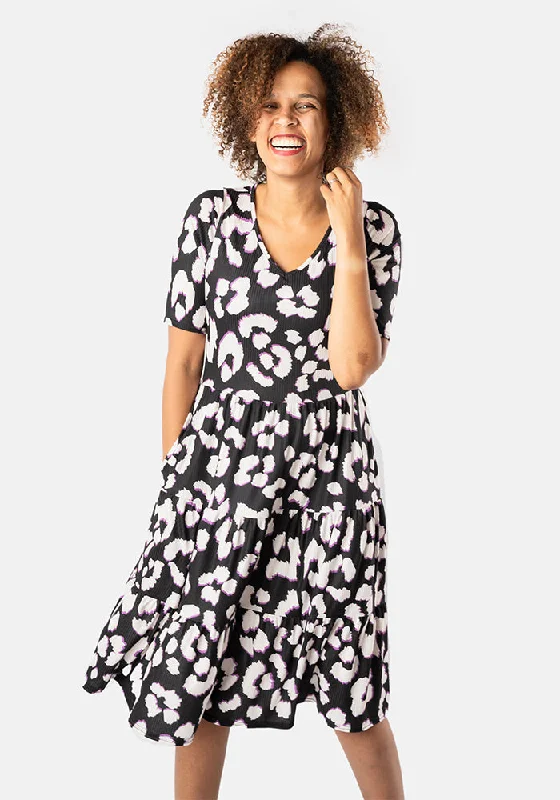 Buy More, Save More Flo Large Animal Print Tiered Hem Dress