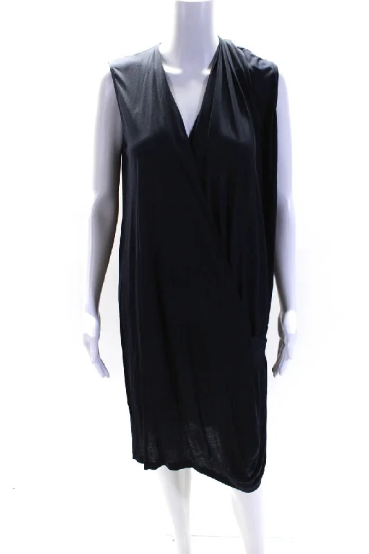 Act Now ACNE Studios Womens V-Neck Sleeveless Mini Dress Navy
