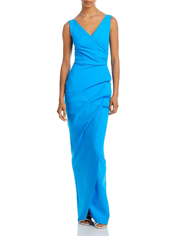 Deal of the Week Zalfa Womens Ruched Sleeveless Evening Dress